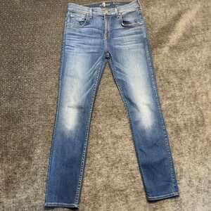 7 For All Mankind Relaxed Skinny Jeans Medium Wash Distressed Women's Size 26